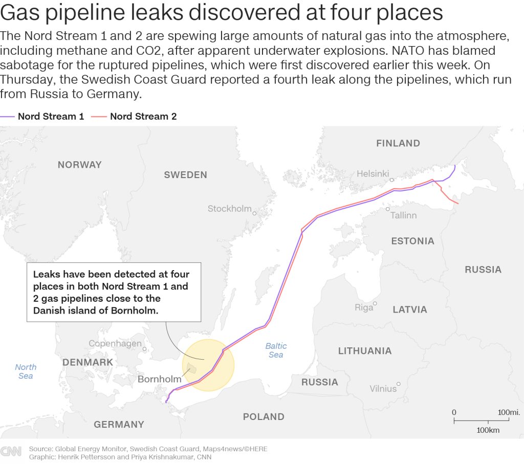 Eine geologische Behörde sagte, dass Experten möglicherweise eine dritte Explosion im Zusammenhang mit den Nord Stream-Gaslecks registriert haben